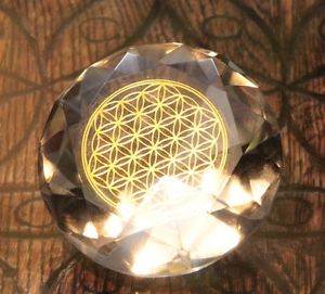 Tachyonen Glas Diamant Blume des Lebens Klar farblos 45 Energie Heilige Geometrie