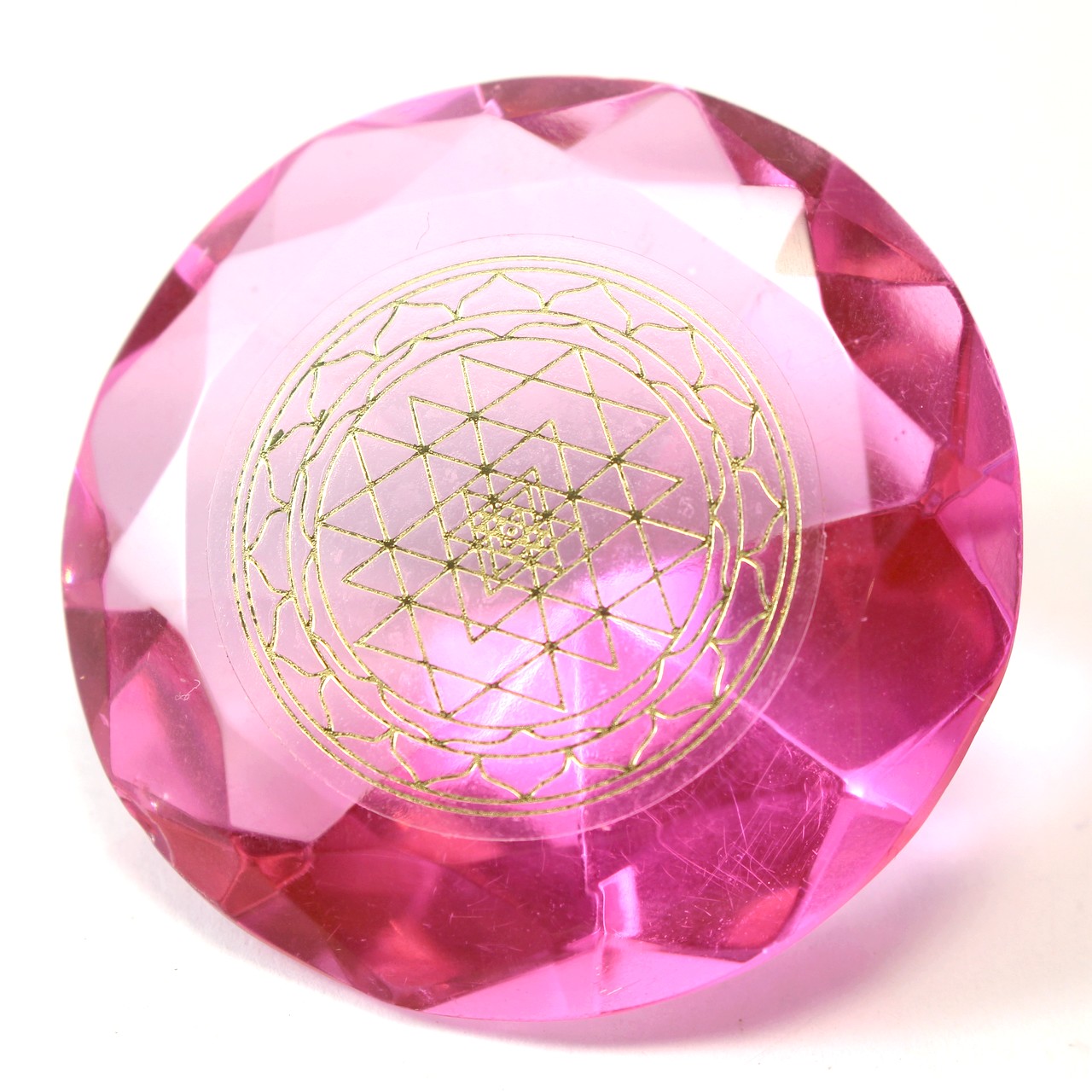 Tachyonen Glas Diamant Sri Yantra rosa 45 Energie Heilige Geometrie Chamuel