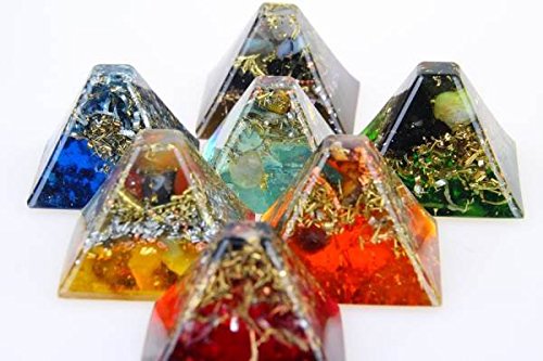 Orpanit® Orgonit 7 Chakra Rainbow Pyramiden Set S