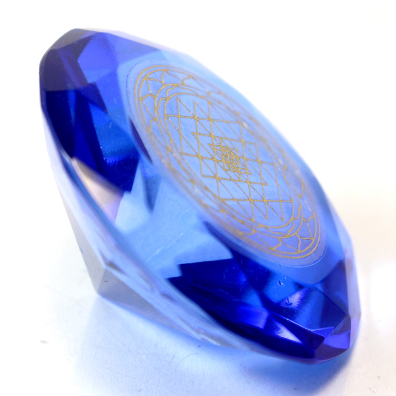 Tachyonen Glas Diamant Sri Yantra blau 45 Energie Heilige Geometrie Michael 6. Chakra