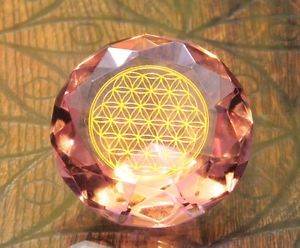 Tachyonen Glas Diamant  Blume des Lebens rosa 45 Energie Heilige Geometrie