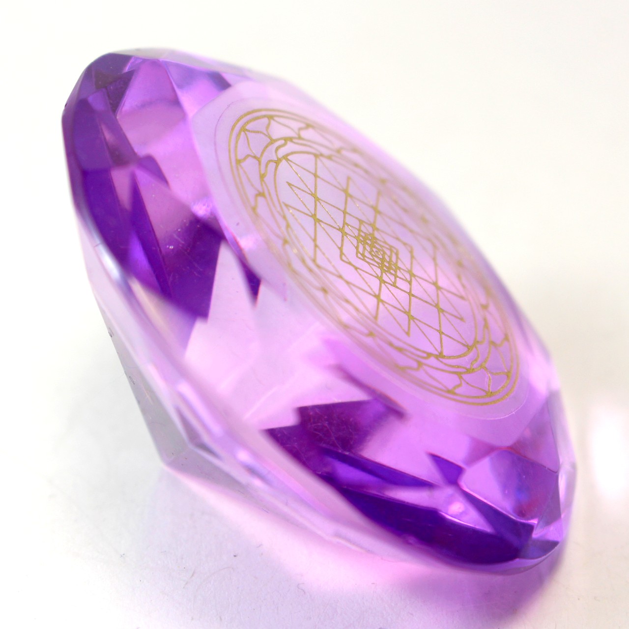 Tachyonen Glas Diamant  Sri Yantra violett 45 Energie Heilige Geometrie 7. Chakra
