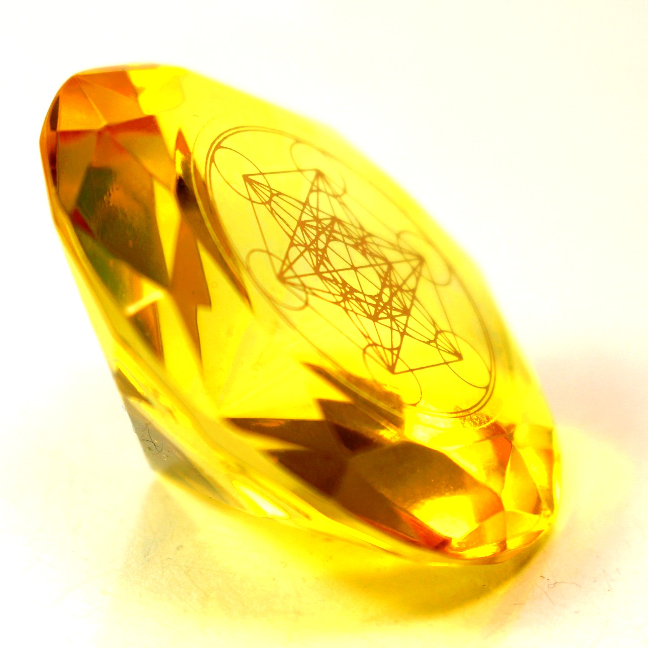 Tachyonen Glas Diamant Metatron gelb 45 Energie Heilige Geometrie Jophiel 3. Chakra