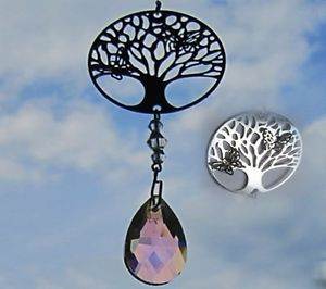 Tree of Life mit Regenbogen-Kristalltropfen weiß