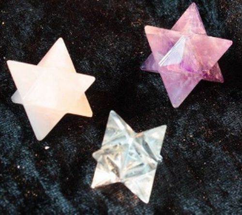 Merkaba 3 Sterne ca. 20 mm Bergkristall,Rosenquarz,Amethyst