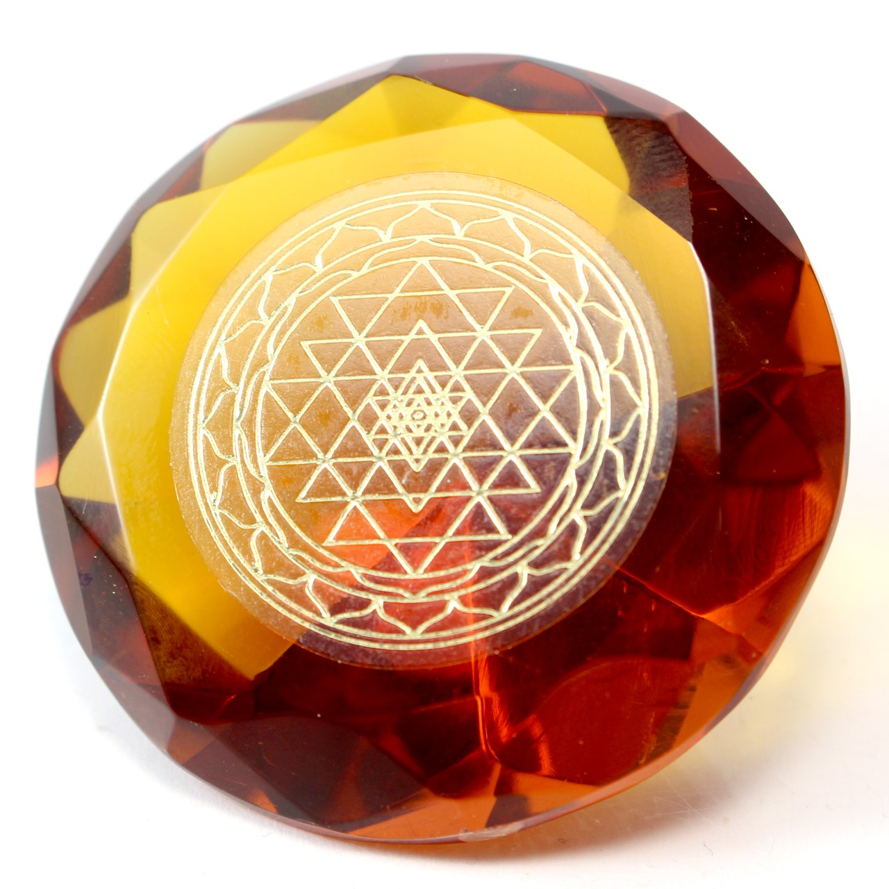 Tachyonen Glas Diamant Sri Yantra orange 45 Energie Heilige Geometrie Erzengel Metatron 2. Chakra