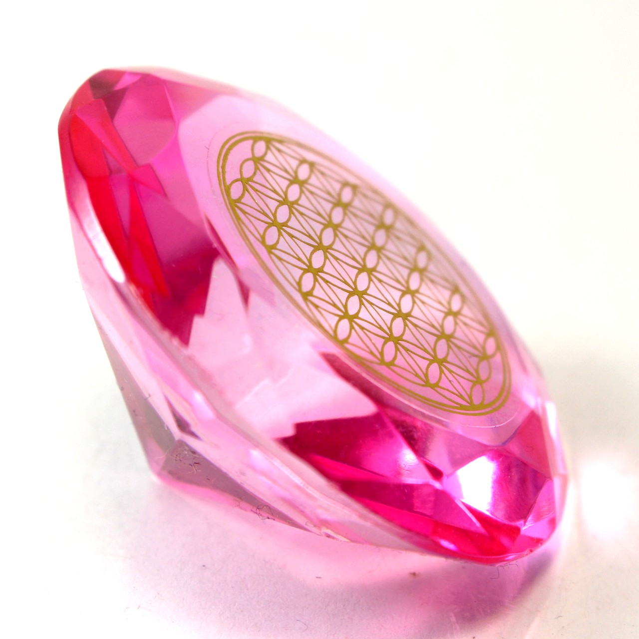 Tachyonen Glas Diamant Blume des Lebens rosa 45 Energie Heilige Geometrie Chamuel