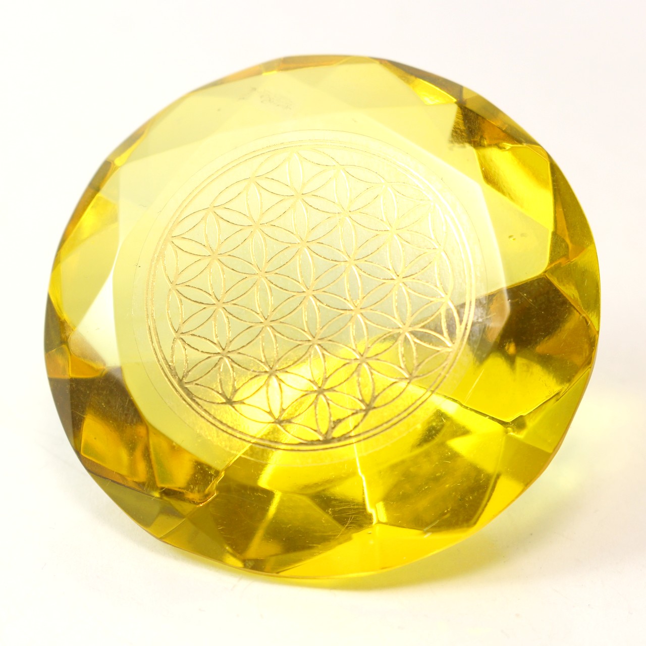 Tachyonen Glas Diamant Blume des Lebens gelb 45 Energie Jophiel 3. Chakra