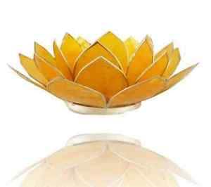 Chakra Lotus Licht, Capiz Teelicht citringelb