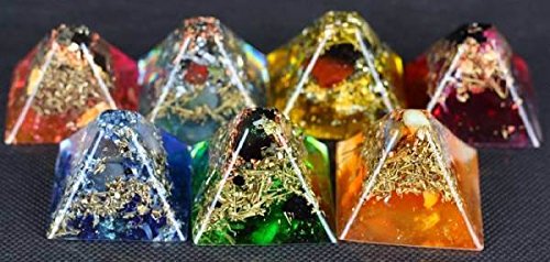 Orpanit® Orgonit 7 Chakra Rainbow Pyramiden Set S