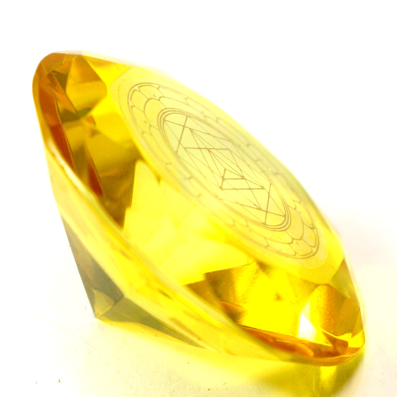 Tachyonen Glas Diamant  Merkaba gelb 45 Energie Heilige Geometrie Jophiel 3. Chakra
