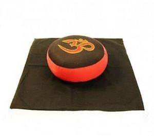 Meditationskissen Meditationsset OM Symbol rot/schwarz Yogamatte XL Yoga Yogakissen Buchweizenfüllun