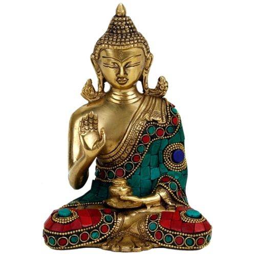 Buddha Mudra der Lehre mit Mosaikdekoration 16 cm