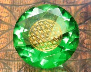 Tachyonen Glas Diamant Blume des Lebens grün 45 Energie Erzengel Raphael 4. Chakra