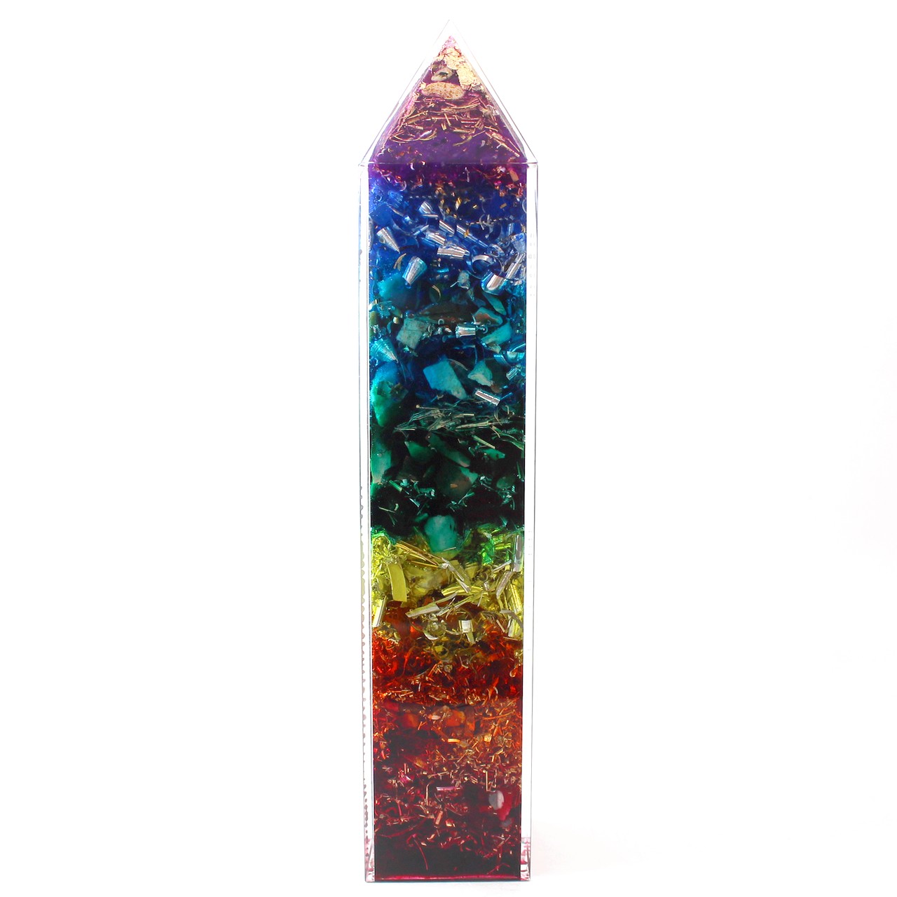 Orpanit® Orgonit 7 Chakren „Regenbogen“ Obelisk XL