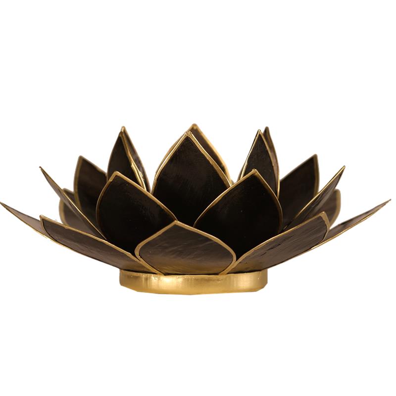 Chakra Lotus Licht, Capiz Teelicht schwarz