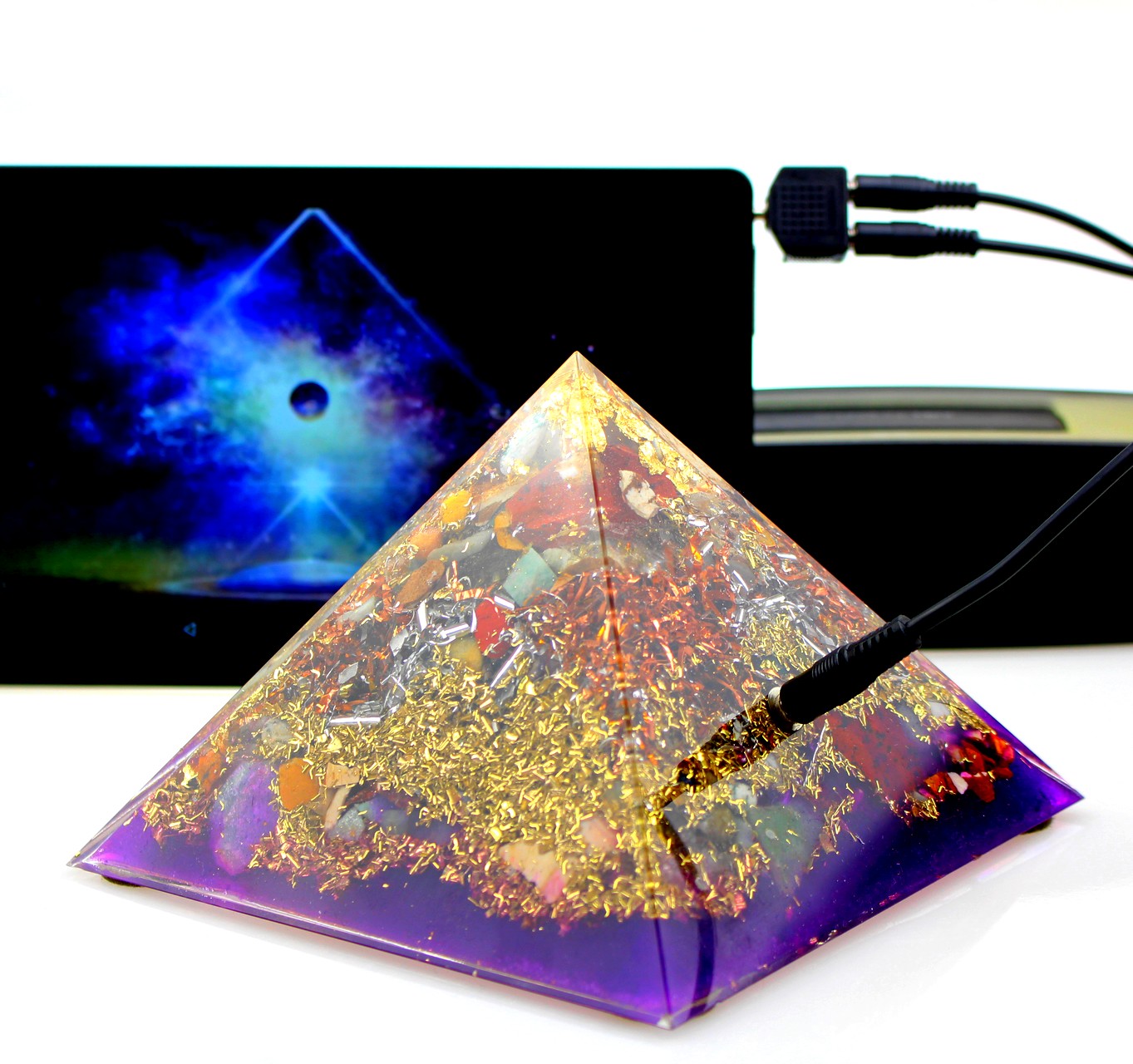 Orpanit® Orgonit Pyramide XL Skalar Frequenzorgonit violett